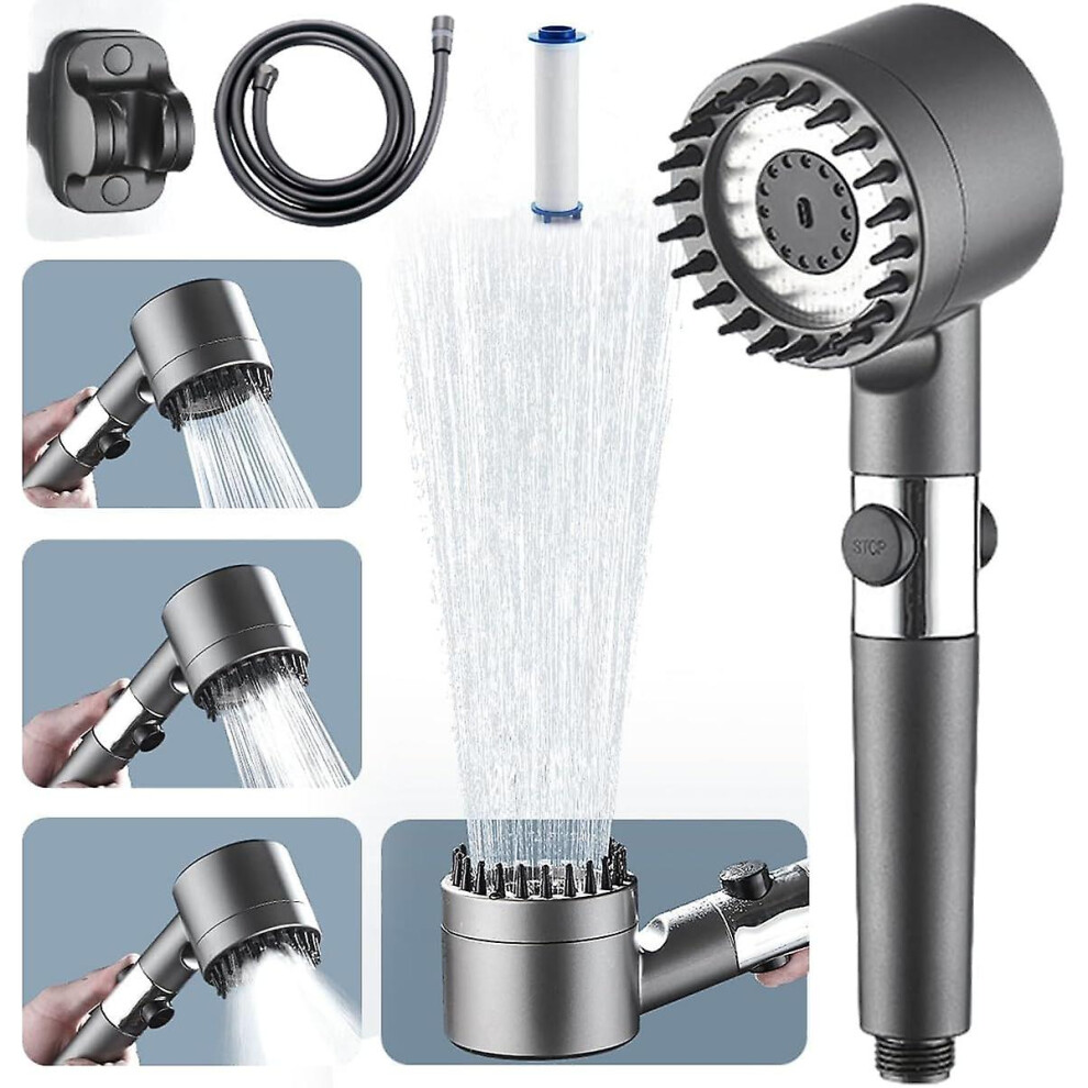 High Pressure Shower Head, 4 Modes Adjustable Bathroom Shower Head, Anti Limescale Massaging Hand Shower With Water Stop, Spa Shower Head 9430790373175