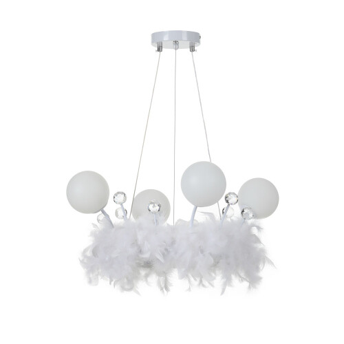 Living And Home Feather LED Pendant Light with Crystal Balls 2