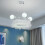Living And Home Feather LED Pendant Light with Crystal Balls 1