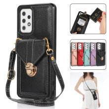 (black) Samsung Galaxy A52 5g For Women Wallet With Card Holder Strap Crossbody Pu Leather Anti-scratch Protective Cover