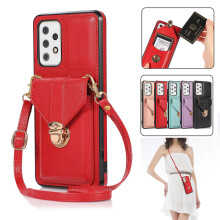 (Red) Samsung Galaxy A52 5g For Women Wallet With Card Holder Strap Crossbody Pu Leather Anti-scratch Protective Cover