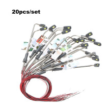 (warm white & scale 2) 20pcs White Model Street Lights Layout Lamppost Railway Train Garden Playground Scenery Led Lamp