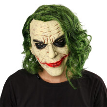 (yellow joker mask) Horror Joker Mask Cosplay Scary Creepy Clown Latex Helmet Halloween Carnival Dress Up Party Costume Props High Quality