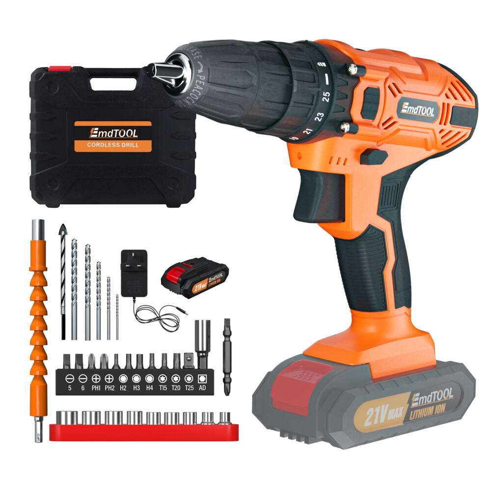 Battery Powered Drill Cordless Handheld Drill, 21V Combi Drill Power Drill Driver for Drilling