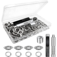 Eyelet Tool Kit, 100 Set Eyelets, Tarpaulin Eyelets, Grommet Eyelets Kit
