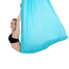 (Light Blue) Flying Swing Aerial Yoga Hammock Silk Fabric Sports Nylon Inversion Pilates Antigravity Yoga Trapeze Sensory Swing Ultra Strong Antigravity Ucz