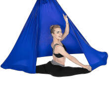 (Dark Blue) Flying Swing Aerial Yoga Hammock Silk Fabric Sports Nylon Inversion Pilates Antigravity Yoga Trapeze Sensory Swing Ultra Strong Antigravity Ucz