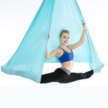 (Lake Blue) Flying Swing Aerial Yoga Hammock Silk Fabric Sports Nylon Inversion Pilates Antigravity Yoga Trapeze Sensory Swing Ultra Strong Antigravity Ucz