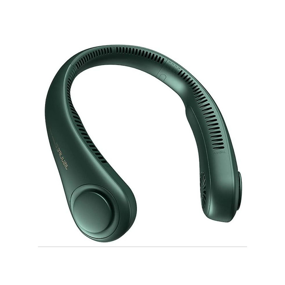 (Green) Jisulife Neck Fan, Personal Wearable Fan, Portable Bladeless Fan, 3 Speeds Rechargeable, Battery Operated Neck Fan For Men Women