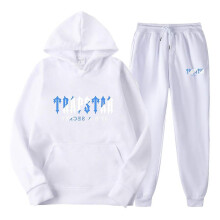 (White, 2XL) Jogging Suit For Men And Women, Tracksuit With Trapstar Print, Unisex Sports Suit Set, 2 Piece Hoodie, Sports Trousers, Hoodie, Jogging Bottoms, Hoody