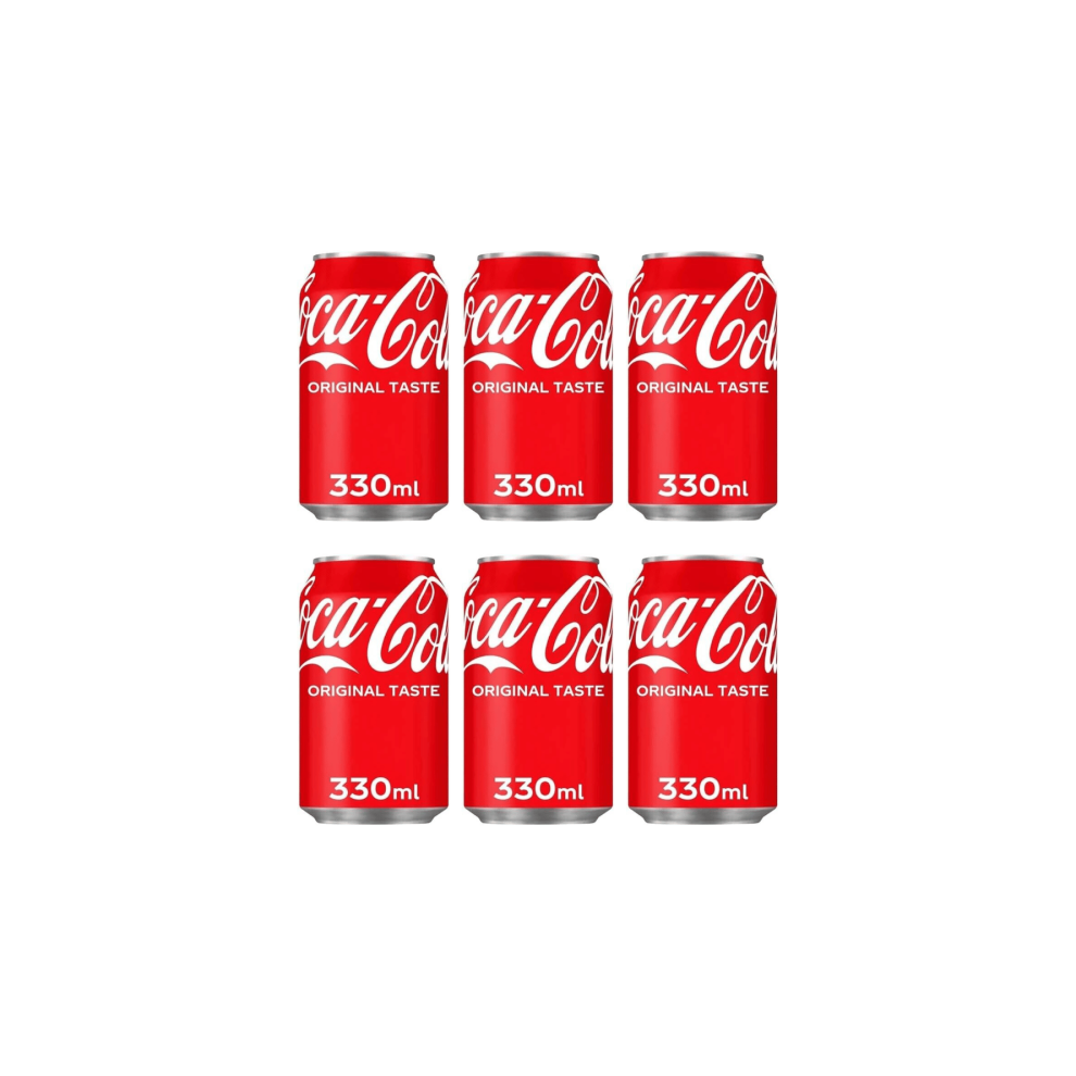 Coca-Cola Original Taste Sparkling Soft Drink, 330 ml - Pack of 6