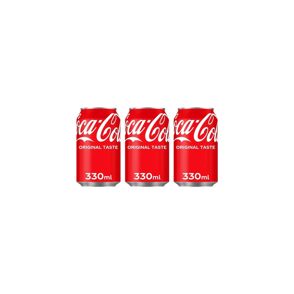 Coca-Cola Original Taste Sparkling Soft Drink, 330 ml - Pack of 3