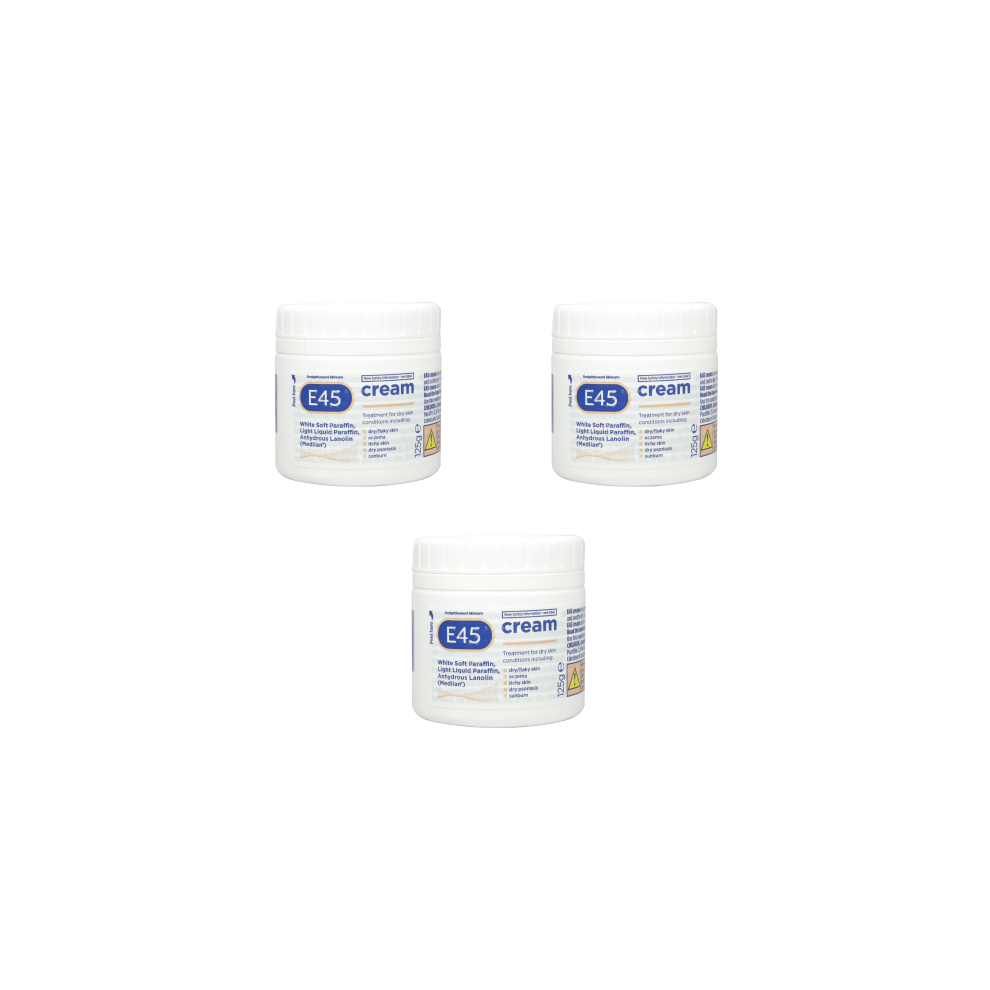 E45 Cream 125 g ï¿½ Moisturiser for Dry Skin and Sensitive Skin - Pack of 3