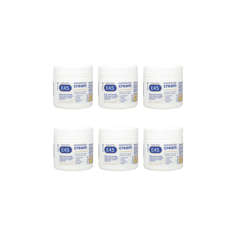 E45 Cream 125 g Ã¯Â¿Â½ Moisturiser for Dry Skin and Sensitive Skin - Pack of 6