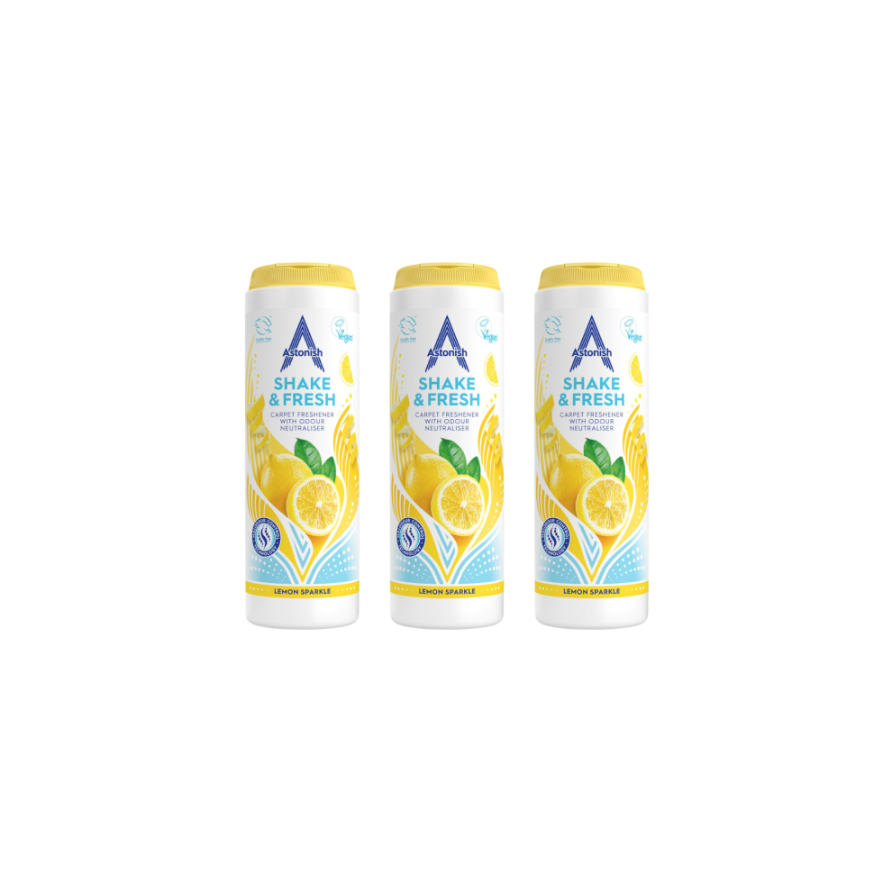 Astonish Shake & Fresh Carpet Freshener Lemon Sparkle 400GM - Pack of 3