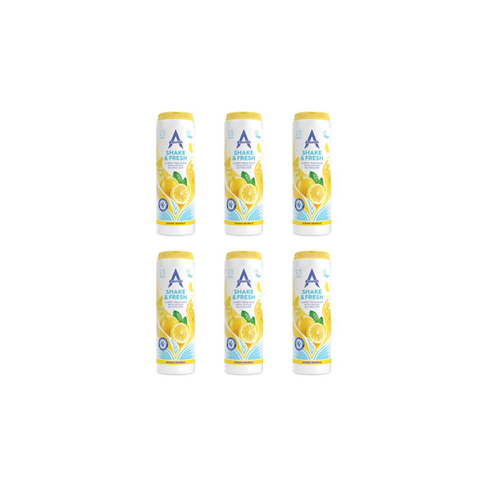 Astonish Shake & Fresh Carpet Freshener Lemon Sparkle 400GM - Pack of 6