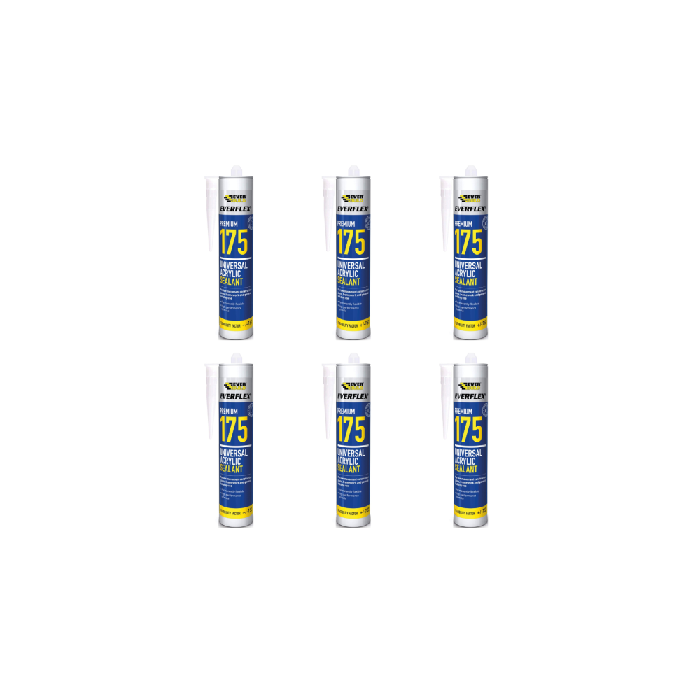 Everbuild 175 Universal Acrylic Sealant White 300ml - Pack of 6