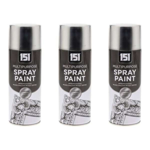 151 Multipurpose Spray Paint Chrome Gloss Finish 400ML - Pack of 3