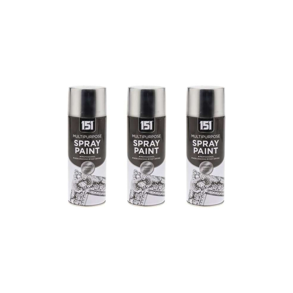 151 Multipurpose Spray Paint Chrome Gloss Finish 400Ml - Pack Of 3 5063434006111