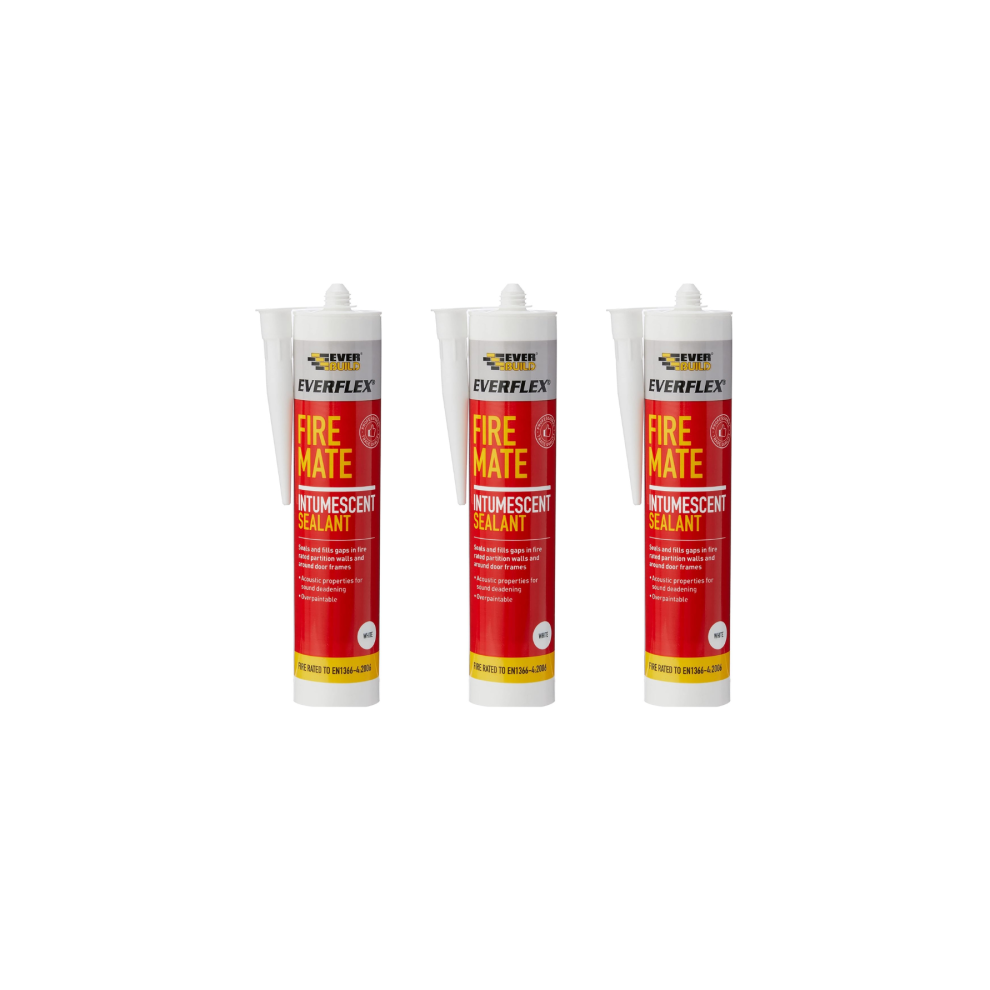 Everbuild Everflex Fire Mate Intumescent Sealant White 295ml    486028 - Pack of 3