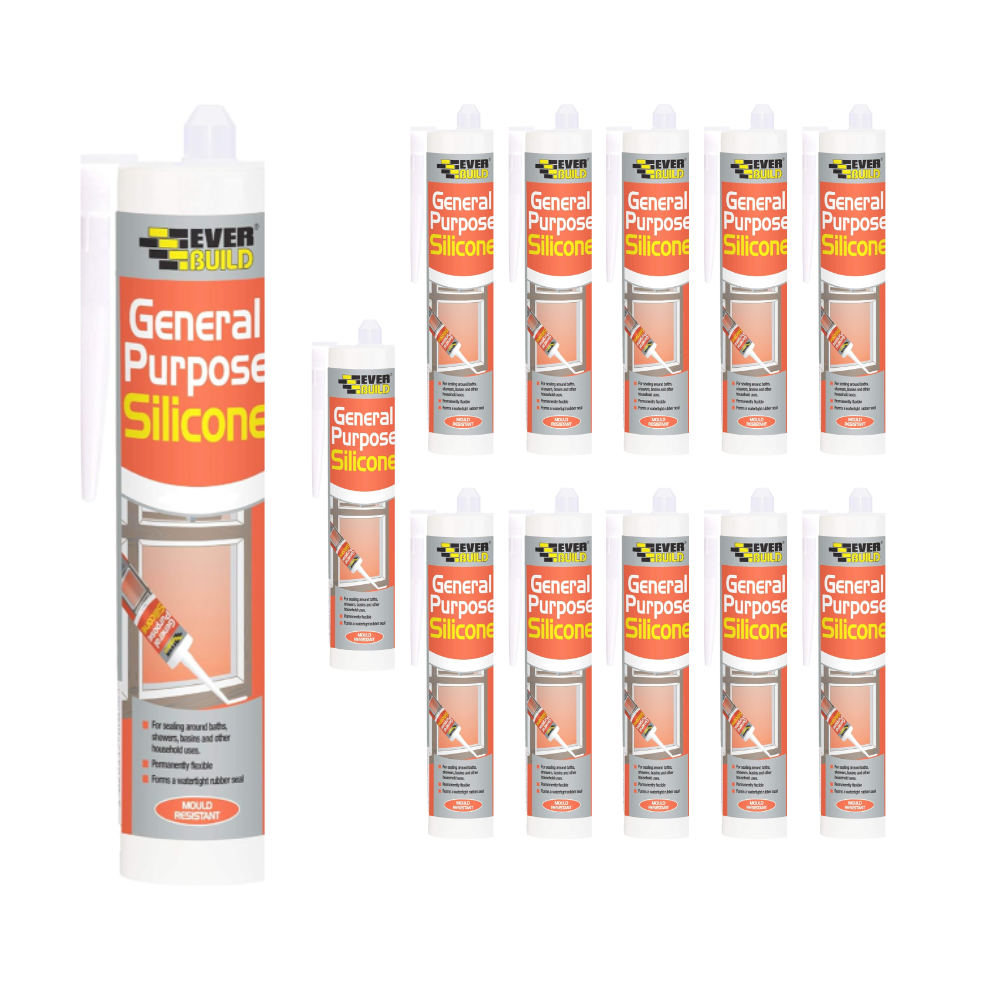 Everbuild General Purpose Silicone Sealant Grey 280ml - Pack of 12