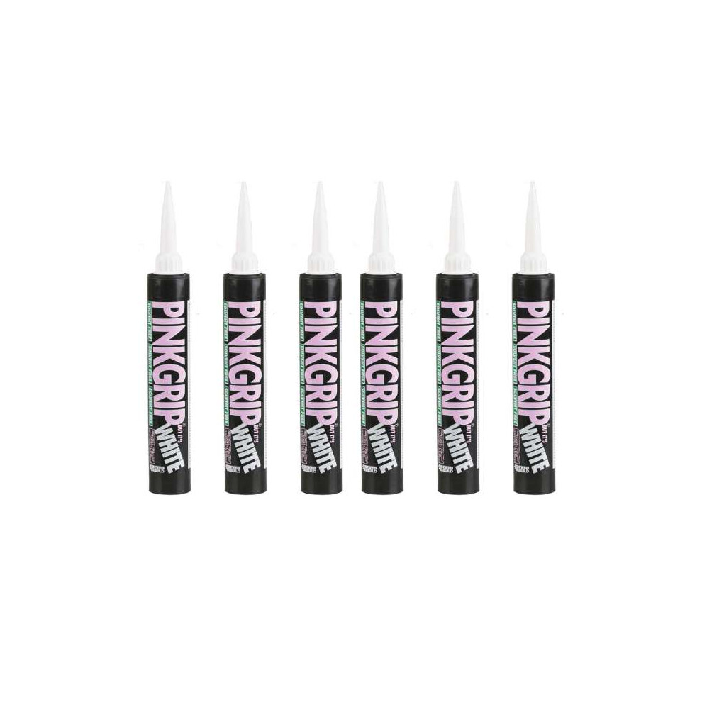 Everbuild Pinkgrip Solvent Free Grab Adhesive White 380 ml    486024 - Pack of 6