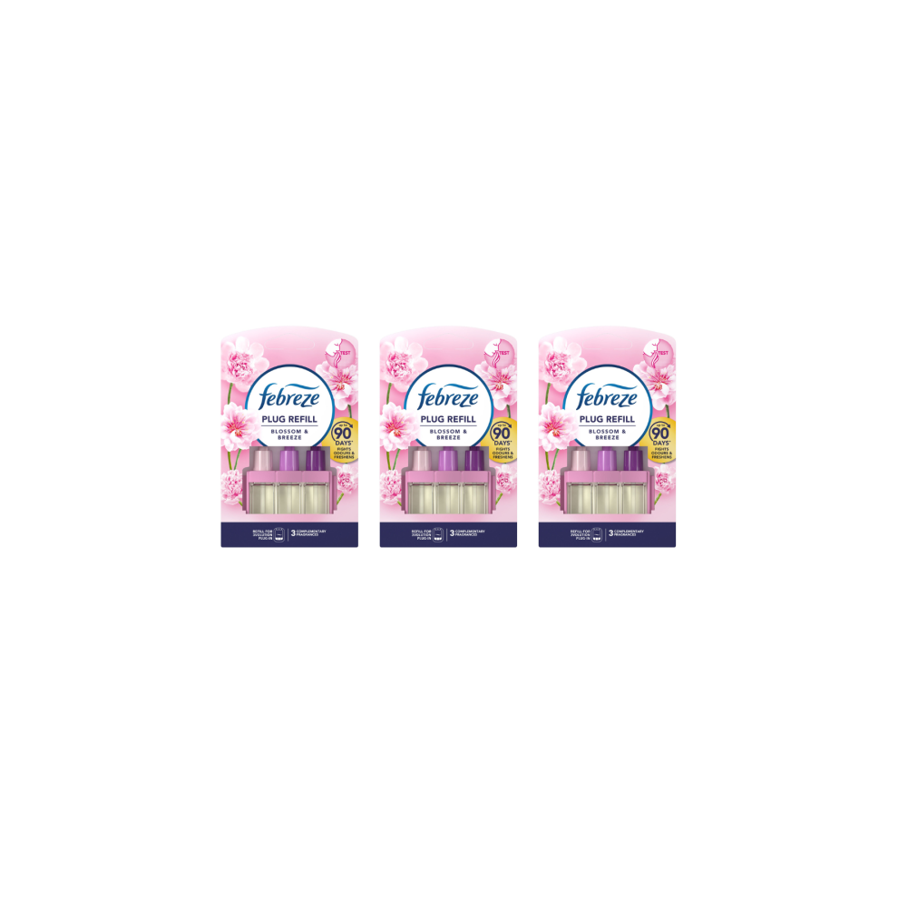 Febreze  Air Freshener 3volution Plug Refill Blossom & Breeze - Pack of 3