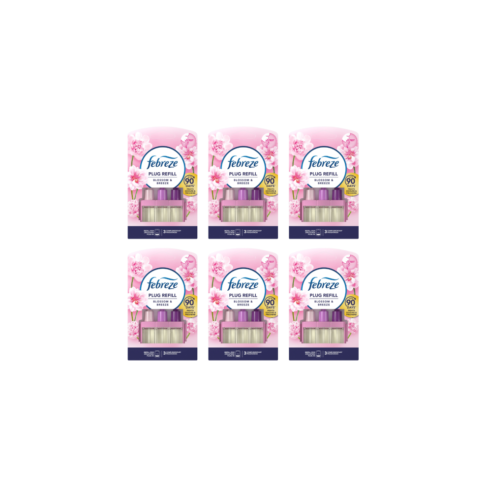 Febreze  Air Freshener 3volution Plug Refill Blossom & Breeze - Pack of 6