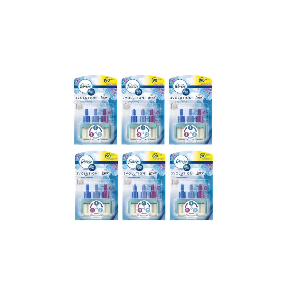 Febreze Ambi Pur 3Volution Plug-In Diffuser Refill - Spring Awakening with Lenor - Pack of 6