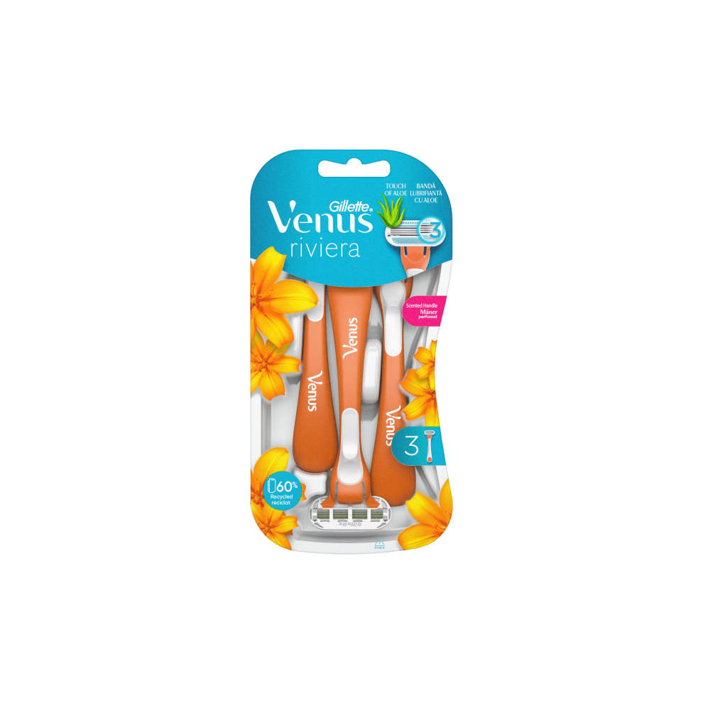 Gillette Venus Riviera Women's Razors Disposable 3pcs - Pack of 12