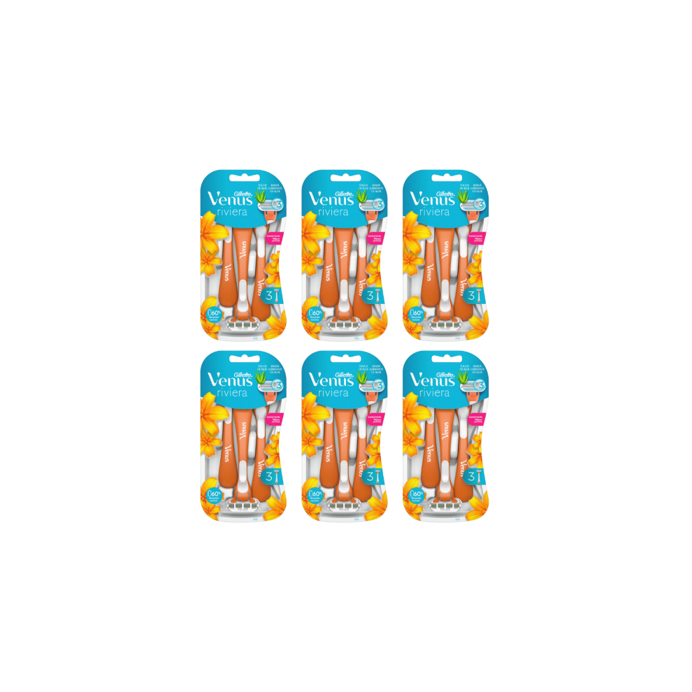 Gillette Venus Riviera Women's Razors Disposable 3pcs - Pack of 6