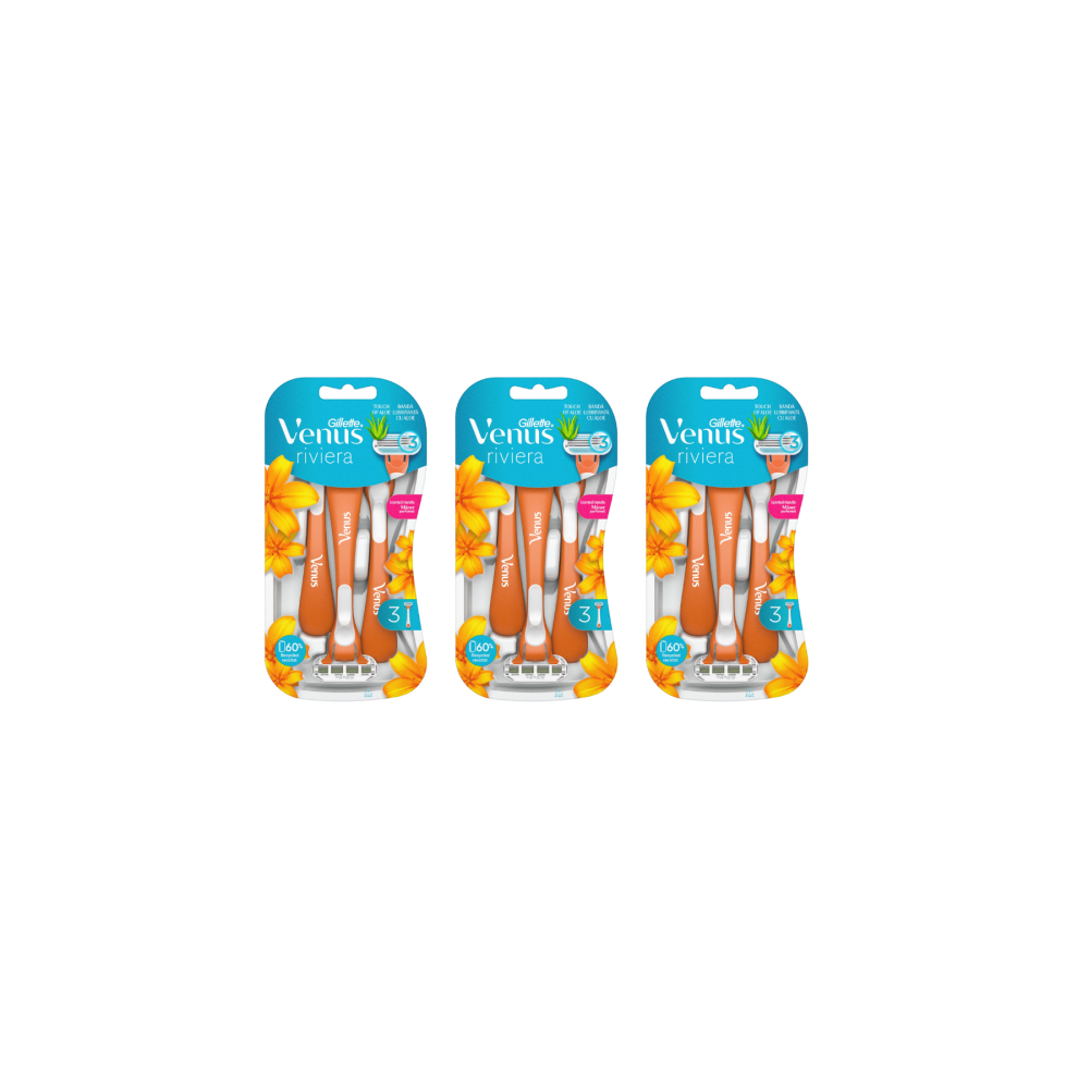 Gillette Venus Riviera Women's Razors Disposable 3pcs - Pack of 3