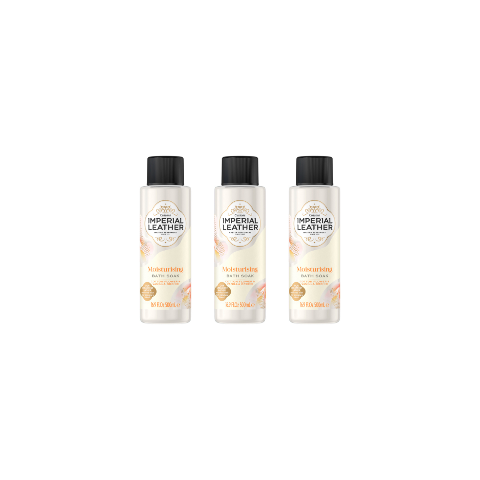 Imperial Leather Moisturising Bath Soak Cotton Flower & Vanilla Orchid 500ml - Pack of 3