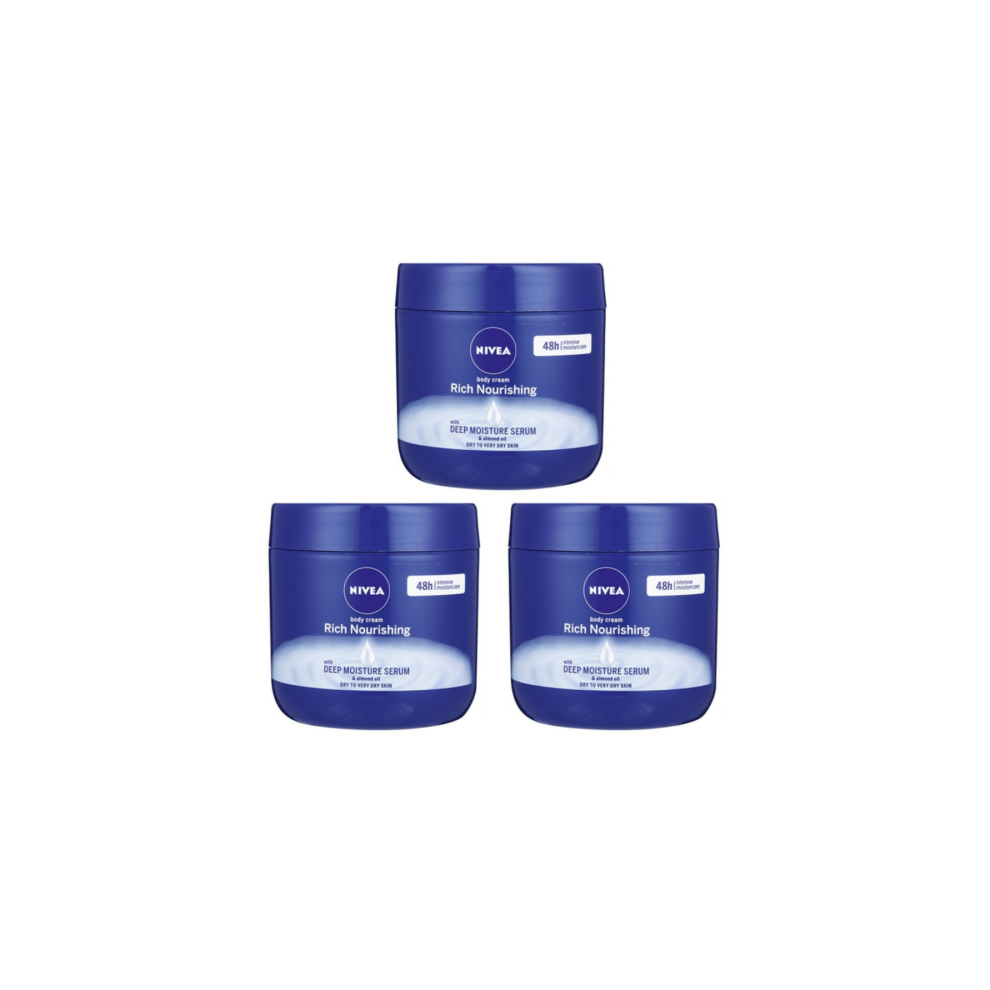 Nivea Body Cream Rich Nourishing Almond Oil 400ml - Pack of 3