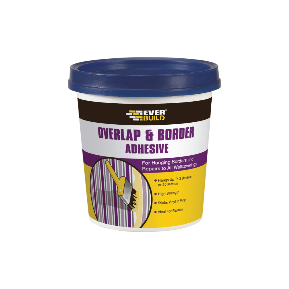 Everbuild Ready Mixed Overlap and Border Adhesive  Ready to Use White 500g Tub   488616