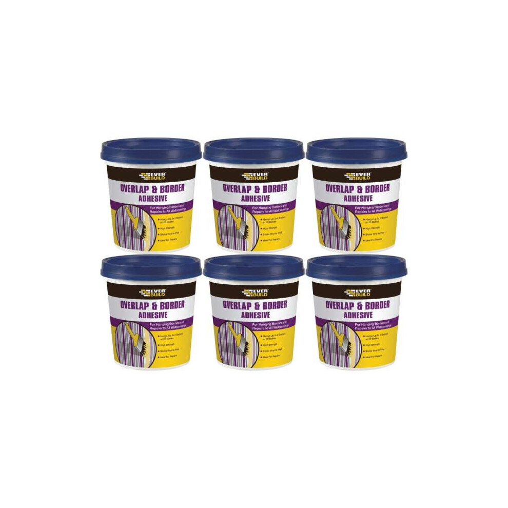 Everbuild Ready Mixed Overlap and Border Adhesive  Ready to Use White 500g Tub   488616 - Pack of 6