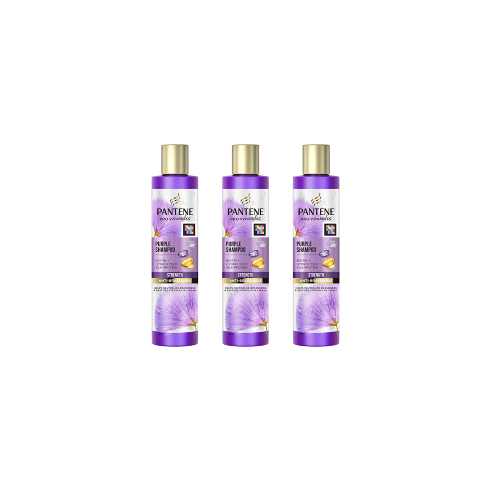 Pantene Pro-v Miracles Purple Shampoo Anti- Brassiness 225ml - Pack of 3