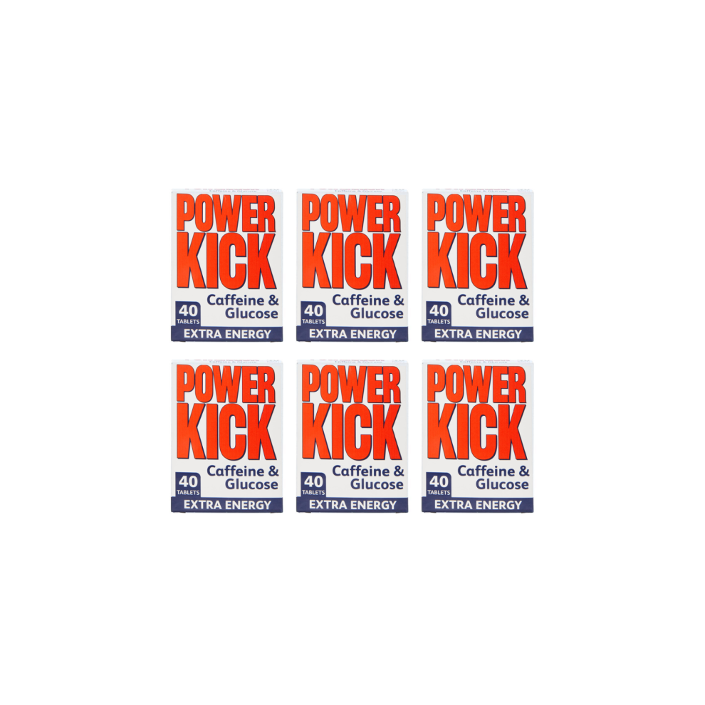 Power Kick Tablets Caffeine & Glucose 40 Tablets - Pack of 6