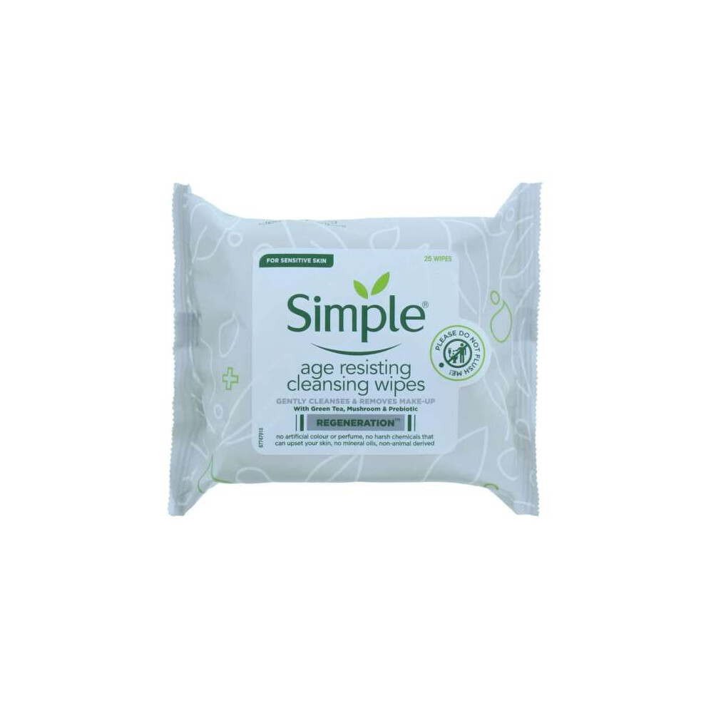 Simple Regeneration Age Resisting Cleansing Wipes 25 Pieces