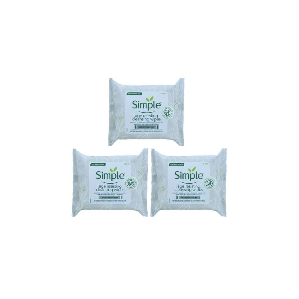 Simple Regeneration Age Resisting Cleansing Wipes 25 Pieces - Pack of 3