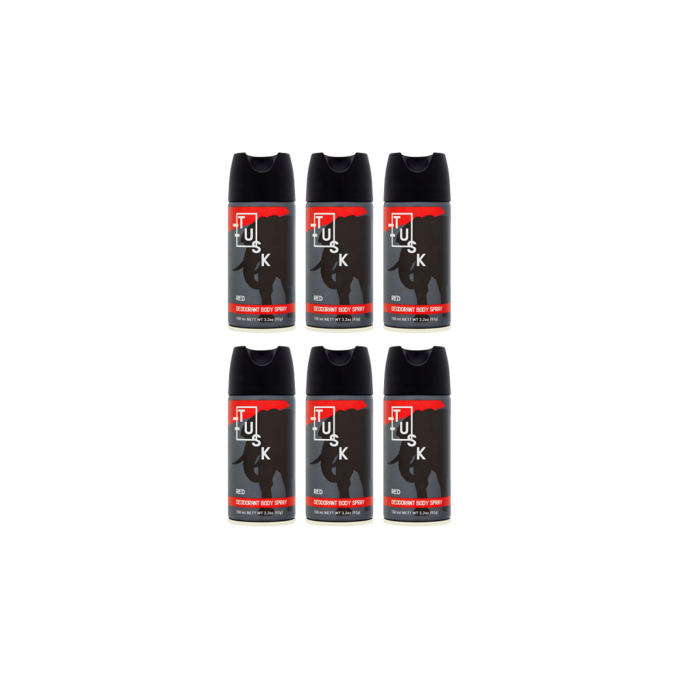 Tusk Red Deodorant Body Spray 150ml - Pack of 6