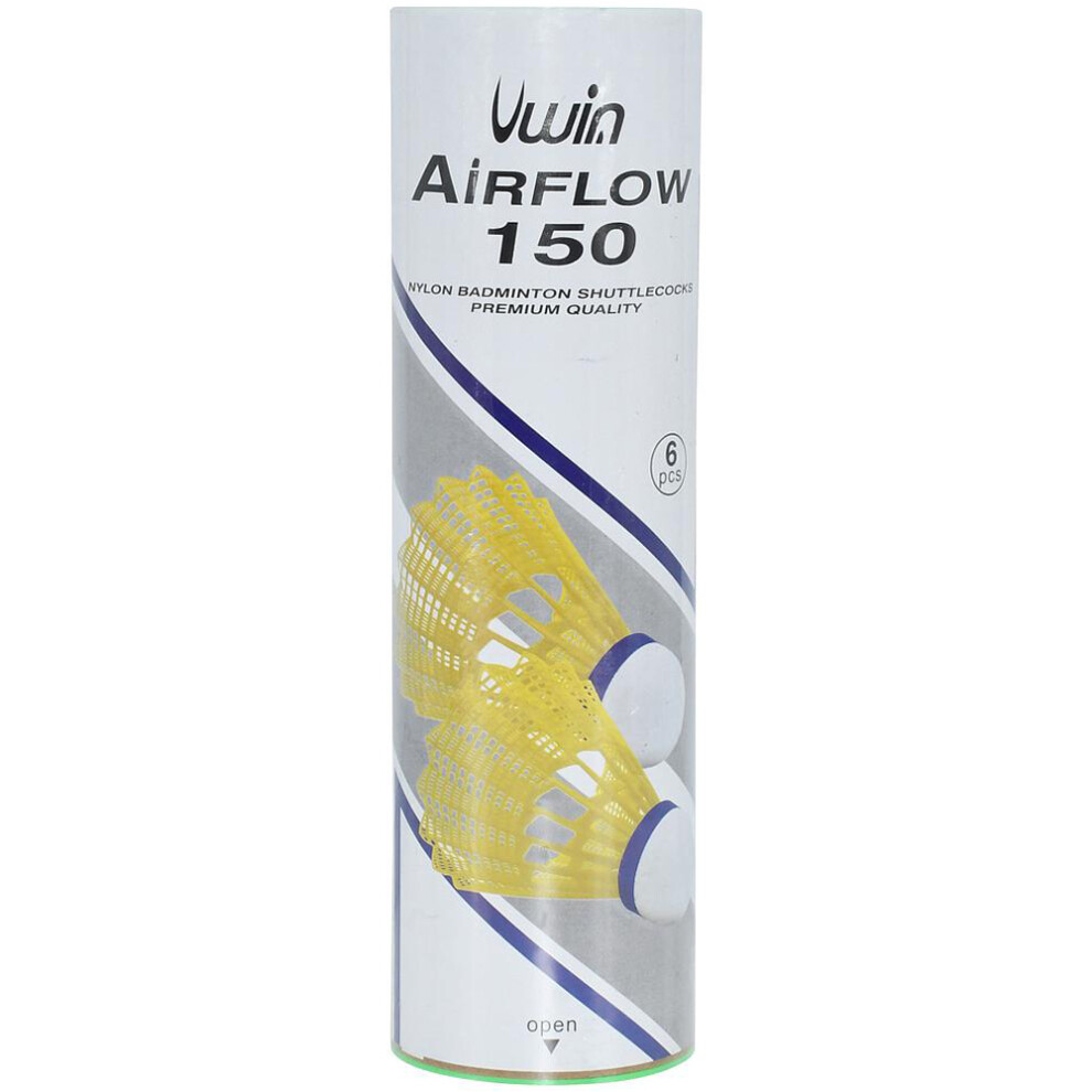 Loops 6 Pack - Yellow Airflow 150 Badminton Shuttlecocks - Smooth Flight Shuttle Set