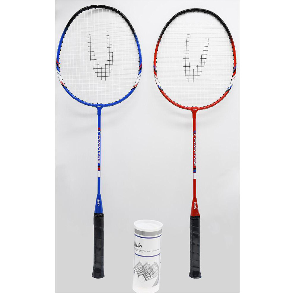 Phantom Adult 2 Player Badminton Racket & Shuttlecock Set - Casual Novice Frame