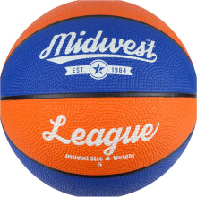 Size 5 Blue & Orange League Basketball Ball - High-Grip Rubber, Durable for Indoor & Outdoor Play