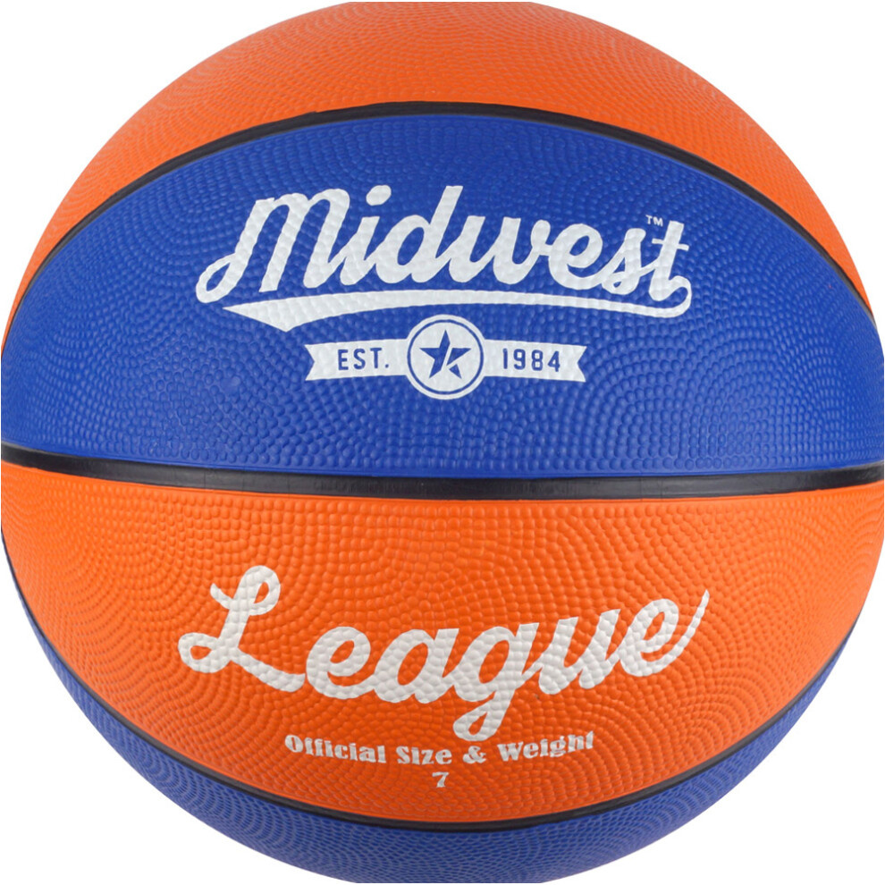 Size 7 Blue & Orange League Basketball Ball - High Grip Rubber Durable Outdoor