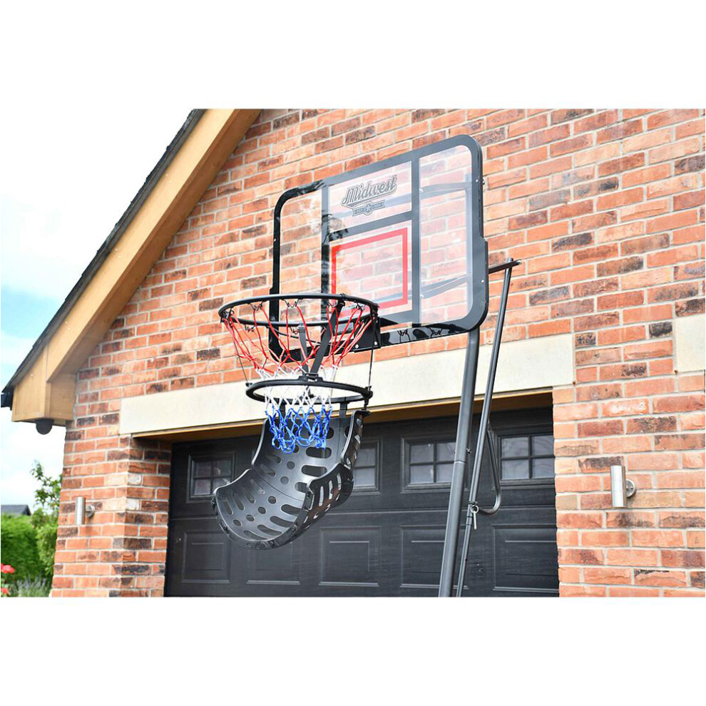 Clip-On Basketball Shot Returner Adapter - 18 Inch Hoops - Rolls Ball Back