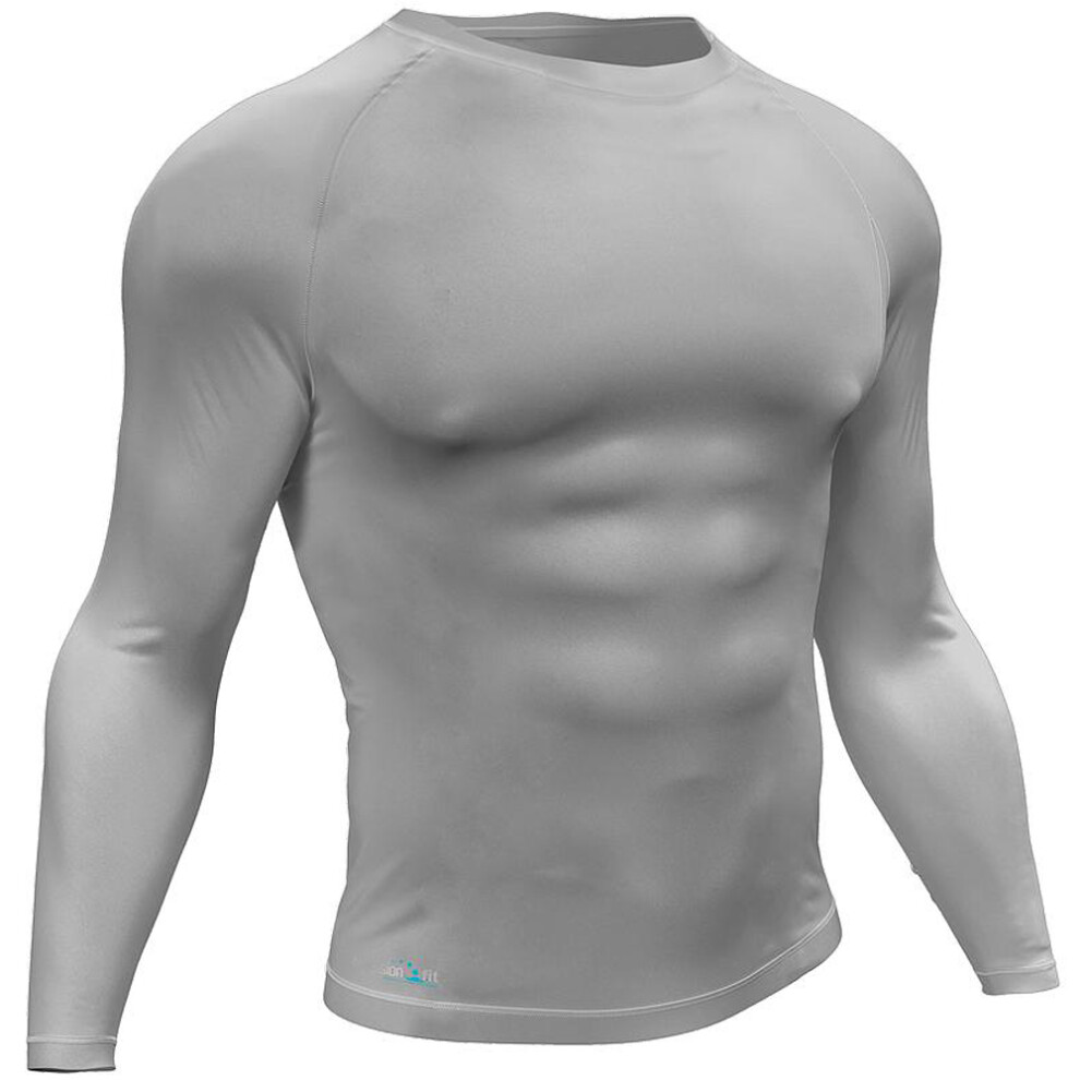 XS - GREY Adult Long Sleeve Baselayer Compression Shirt Unisex Training Gym Top