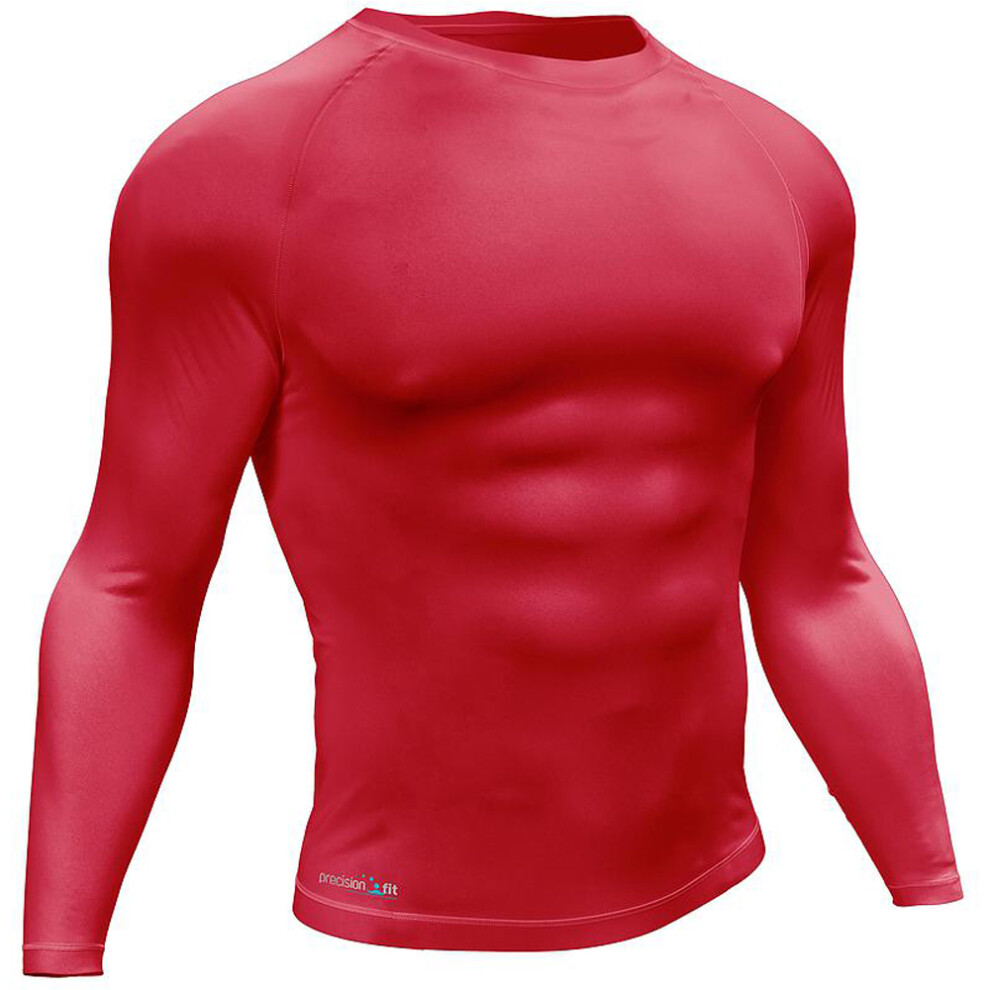 Loops M - Red Adult Long Sleeve Baselayer Compression Shirt - Unisex Training Gym Top