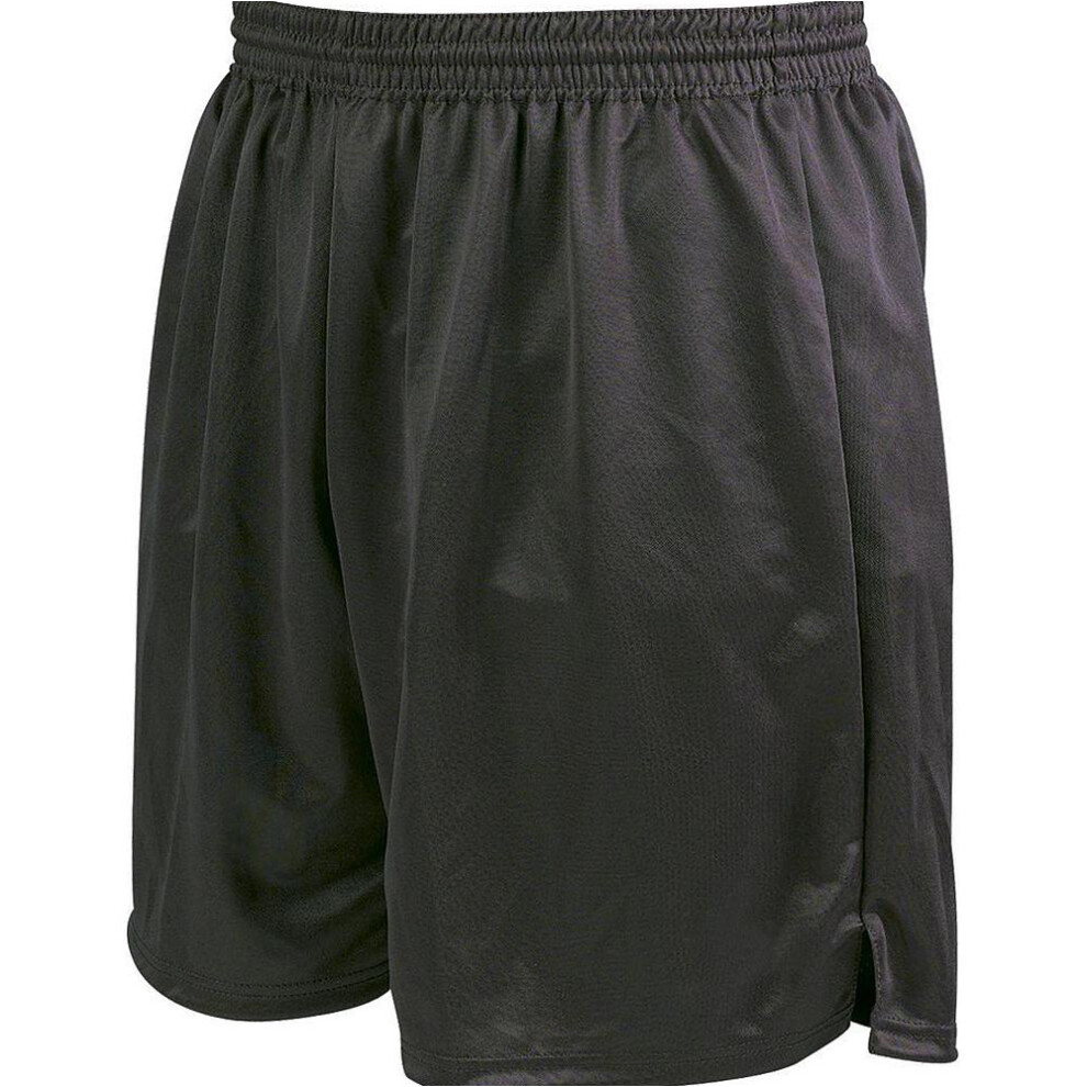 M/L - BLACK Junior Soft Touch Elasticated Training Shorts Bottoms - Football Gym