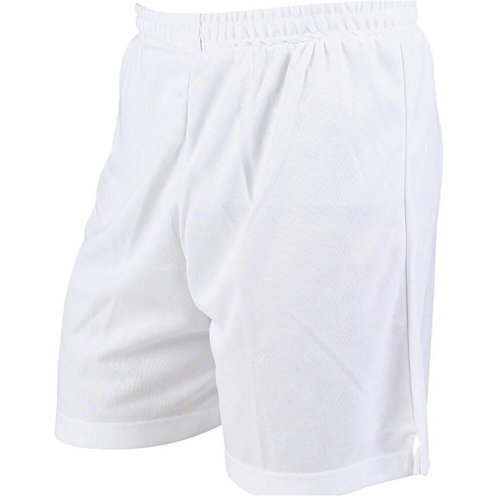 S - WHITE Junior Soft Touch Elasticated Training Shorts Bottoms - Football Gym